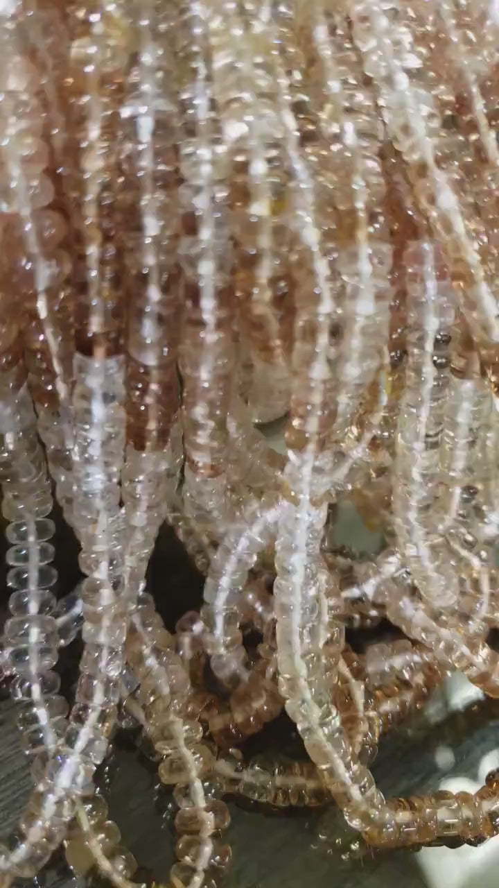 Imperial Topaz Smooth Heishi Roundel 4.5-6.5mm brown Shaded Natural gemstone beads Jewelry Making, 8" and 16" strand