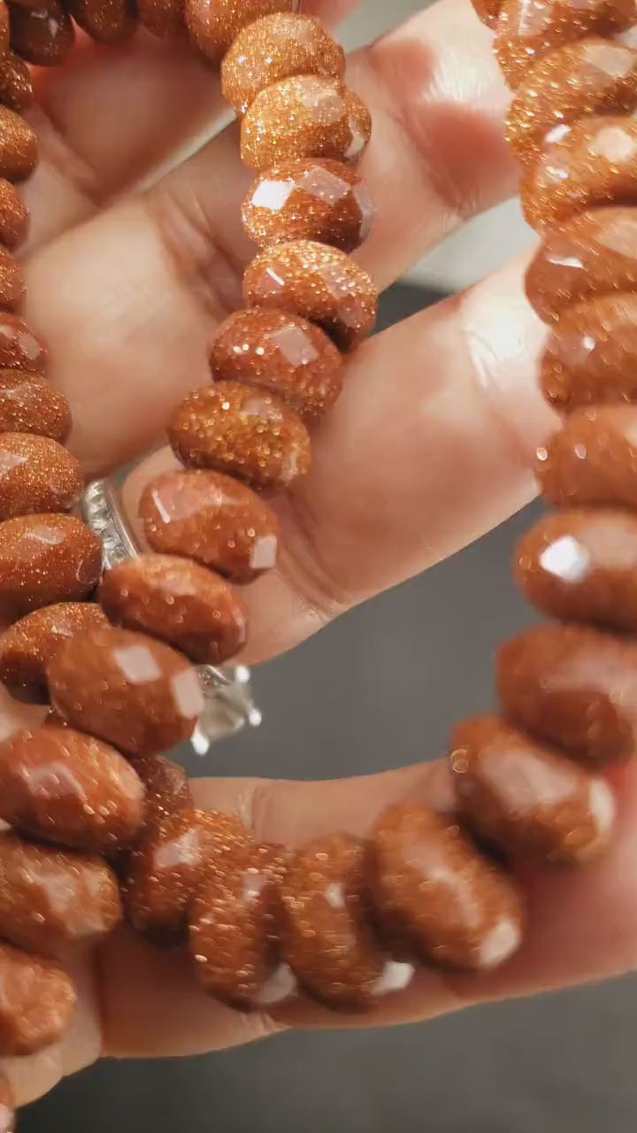 Gold sand stone 12mm faceted Roundel AAA quality very sparkly gold stone Necklace gift