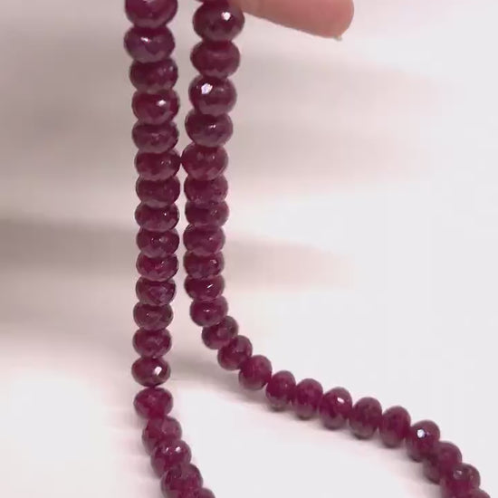 Genuine Faceted Ruby large  Roundel rare Adjustable thread  Necklace, Gift for her, 389 ct