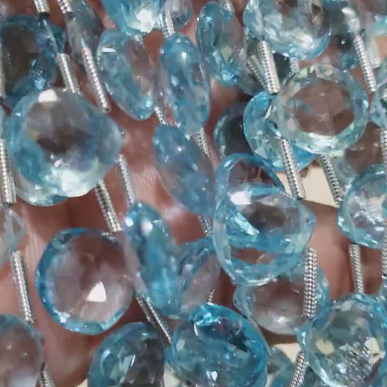 Swiss Blue Topaz cut Faceted Pear drop, Genuine AAA Quality Blue Topaz Faceted Heart Teardrop 12.5-13.5mm Cut Gemstone, December Birthstone
