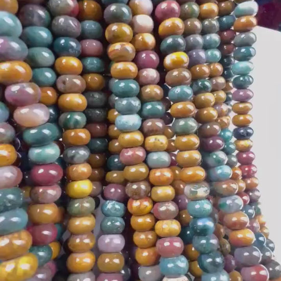 Natural Ocean jasper 8mm Smooth Roundel beads for jewelry making 15” full strand