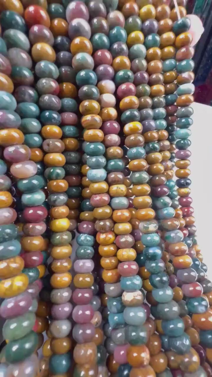 Natural Ocean jasper 8mm Smooth Roundel beads for jewelry making 15” full strand