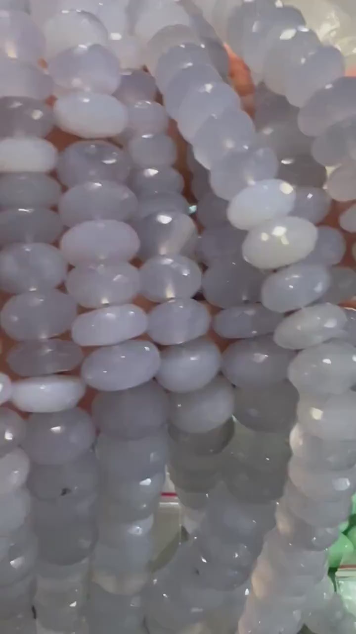 Natural Sky Blue Chalcedony Faceted Roundel 12-13mm large Jewelry Making Gemstone beads  10cs, 20pcs