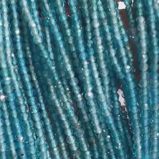 Natural Neon blue Apatite 2mm Micro Faceted Round beads for jewelry making 12” strand. Neon blue shaded beautiful bead. 1 strand