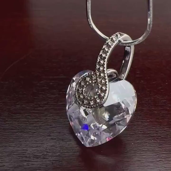 Cubic zirconia CZ Diamond clear 15mm puff heart princess cut 925 Sterling silver Pendant and chain Necklace 925 stamped gift valentines  gif