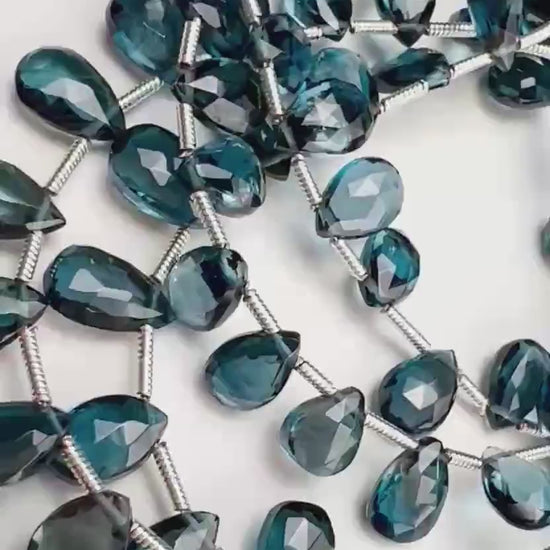 Natural London Blue Topaz Teardrop 5-6x7.5-10mm Faceted Diamond Cut Heart Shape Pear Drop, High Quality Natural London Blue Topaz,not Quartz