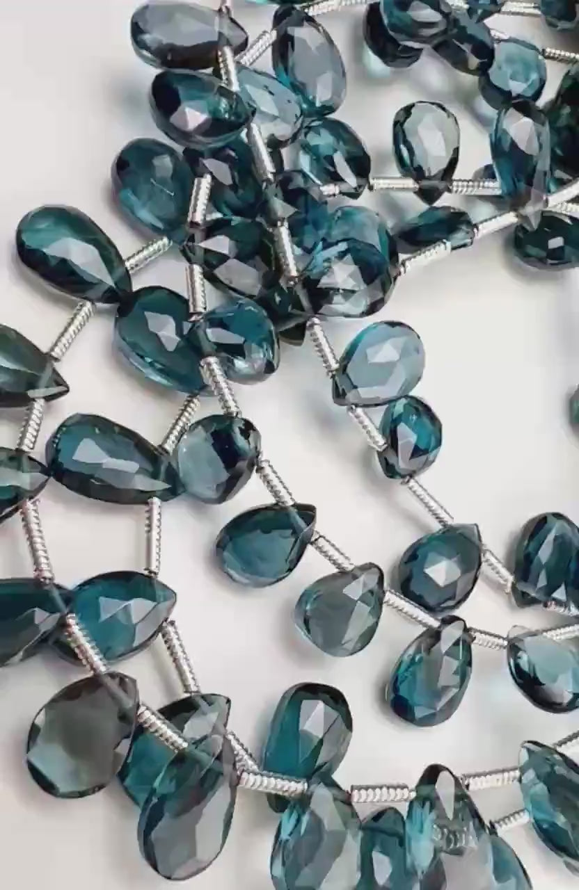 Natural London Blue Topaz Teardrop 5-6x7.5-10mm Faceted Diamond Cut Heart Shape Pear Drop, High Quality Natural London Blue Topaz,not Quartz