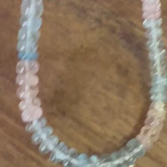 Multi Aquamarine Morganite smooth Roundel with 925 sterling silver Choker Layering Elegant Necklace gift