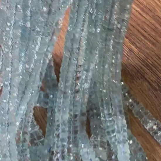 Natural Aquamarine Santa Maria Tyre wheel Heishi 6mm Micro Faceted cut Graduated Roundel Rare AAA clear quality beads , 8", 16"
