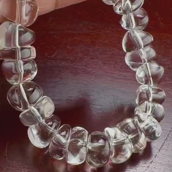 Natural Rock Crystal 10mm Smooth free form raw nugget Bracelet AAA Quality Rock Crystal Quartz, Healing, Energy, Meditation