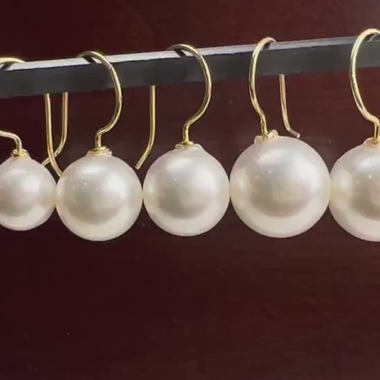 Half drilled White South Sea Shell Pearl earring 10,12,14mm Large High Luster Pearl Silver/Gold hook Earrings,Elegant Bridal