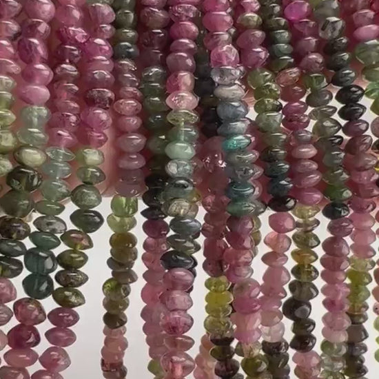 Natural Multi Watermelon Tourmaline 5mm raw freeform smooth Saucer shape beads  Jewelry Making, healing Beads 7", 14" St