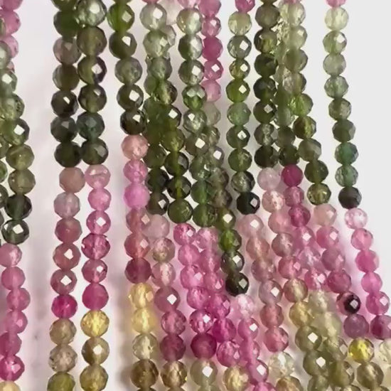 Natural multi Tourmaline watermelon 3mm faceted bead round for Jewely making 12” full strand AAA quality beads