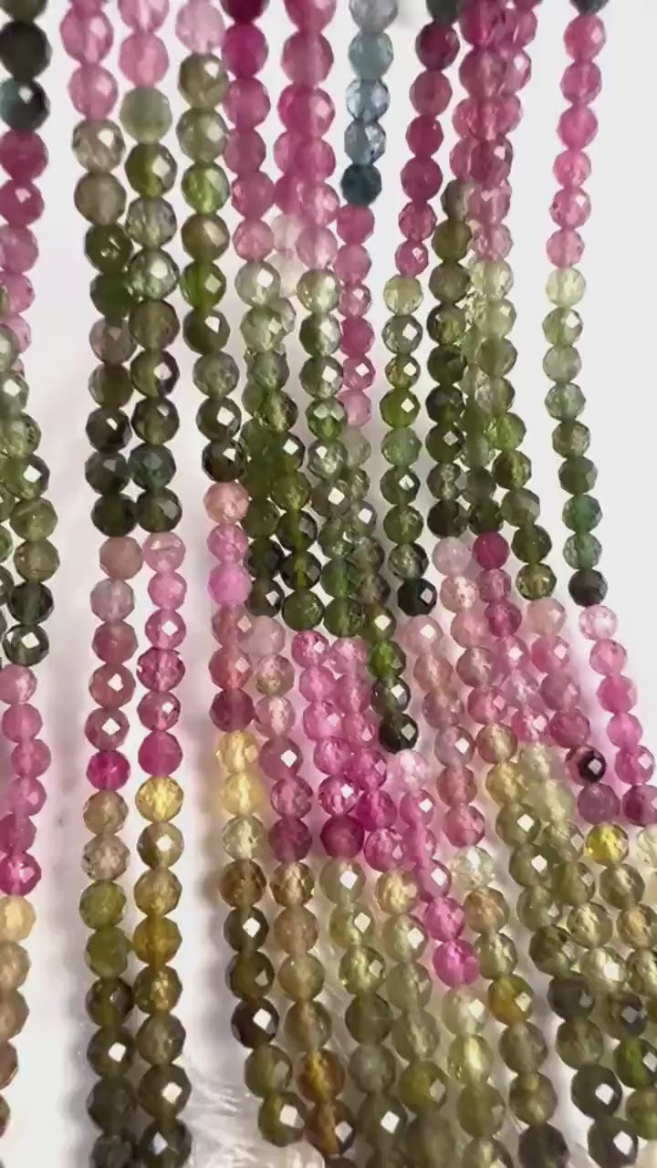 Natural multi Tourmaline watermelon 3mm faceted bead round for Jewely making 12” full strand AAA quality beads