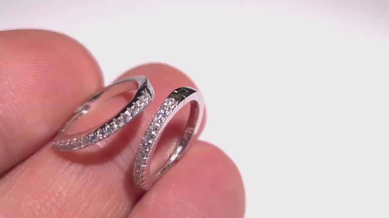 925 Sterling Silver CZ Diamond 16mm Huggie Hoop Earring, 925 stamped, beautiful gift for her