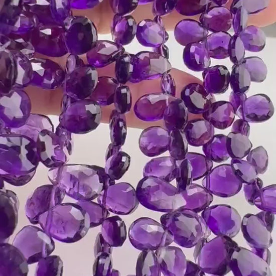 Natural Amethyst Faceted Drop  5x7-8mm and 6x8-9.5mm Pear Drop AAA quality, for Jewelry Making DIY Gemstone Beads. 10, 20, 30 pcs