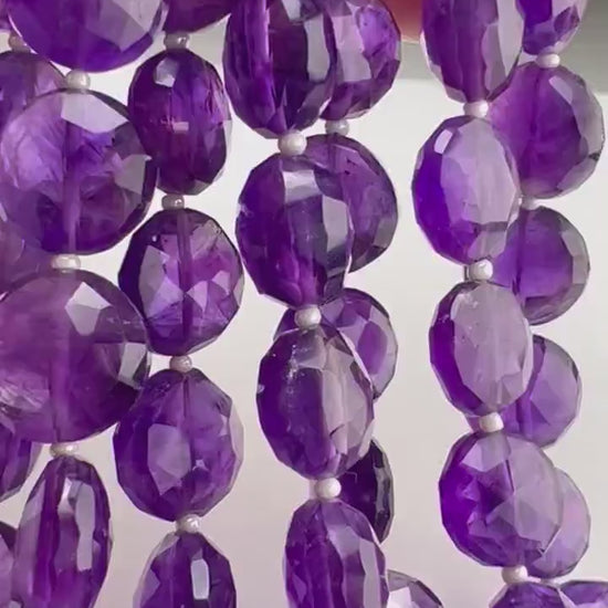 Natural Amethyst Faceted Dime shape  10.5-11.5mm.thickness 5.5-6.5mm AAA quality  for Jewelry Making DIY Gemstone Beads .  7” strand 15 pcs