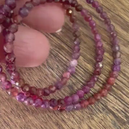 Natural Ruby 3.5mm Faceted round red pink Ombre Shaded Gemstone Beaded Choker layering handmade necklace, elegant gift , valentine