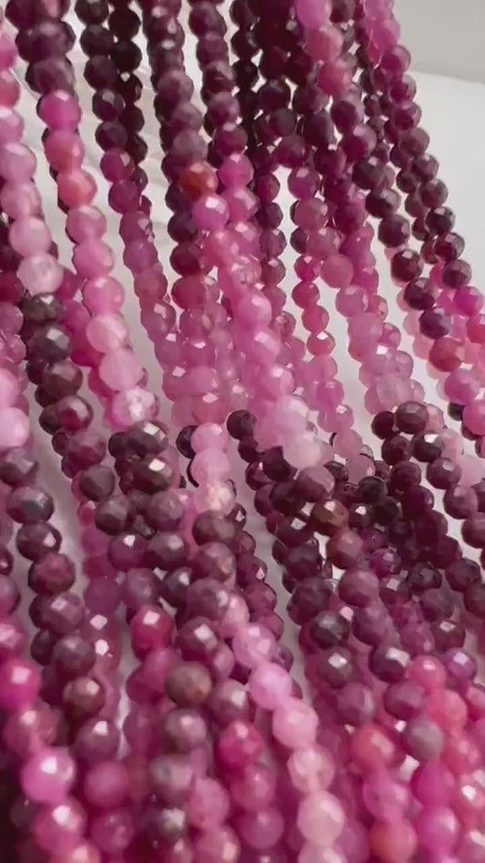 Natural ombre Ruby 2.5mm Faceted round Ombre Shaded ruby  Gemstone Beads for jewelry Making 12.5” strand