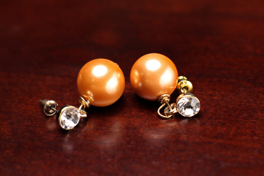 Honey Yellow South Sea Shell Pearl 12mm ,14mm Large High Luster Earrings, Leverback or Crystal post , Bridal, Gift for Her