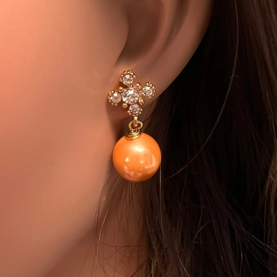 Honey Yellow South Sea Shell Pearl 12mm ,14mm Large High Luster Earrings, Leverback or Crystal post , Bridal, Gift for Her