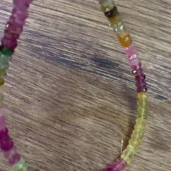 Genuine Multi Watermelon Tourmaline Rare  yellow pink green shaded Necklace, AAA quantity gemstone, Energy, sterling silver or gold filled