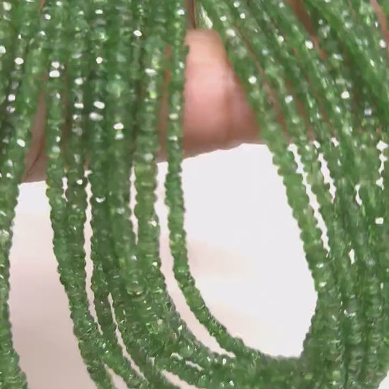Natural Tsavorite 3mm Micro Faceted Rondelle Jewelry Making Gemstone Necklace, Bracelet, Earrings beads