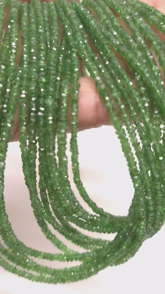 Natural Tsavorite 3mm Micro Faceted Rondelle Jewelry Making Gemstone Necklace, Bracelet, Earrings beads