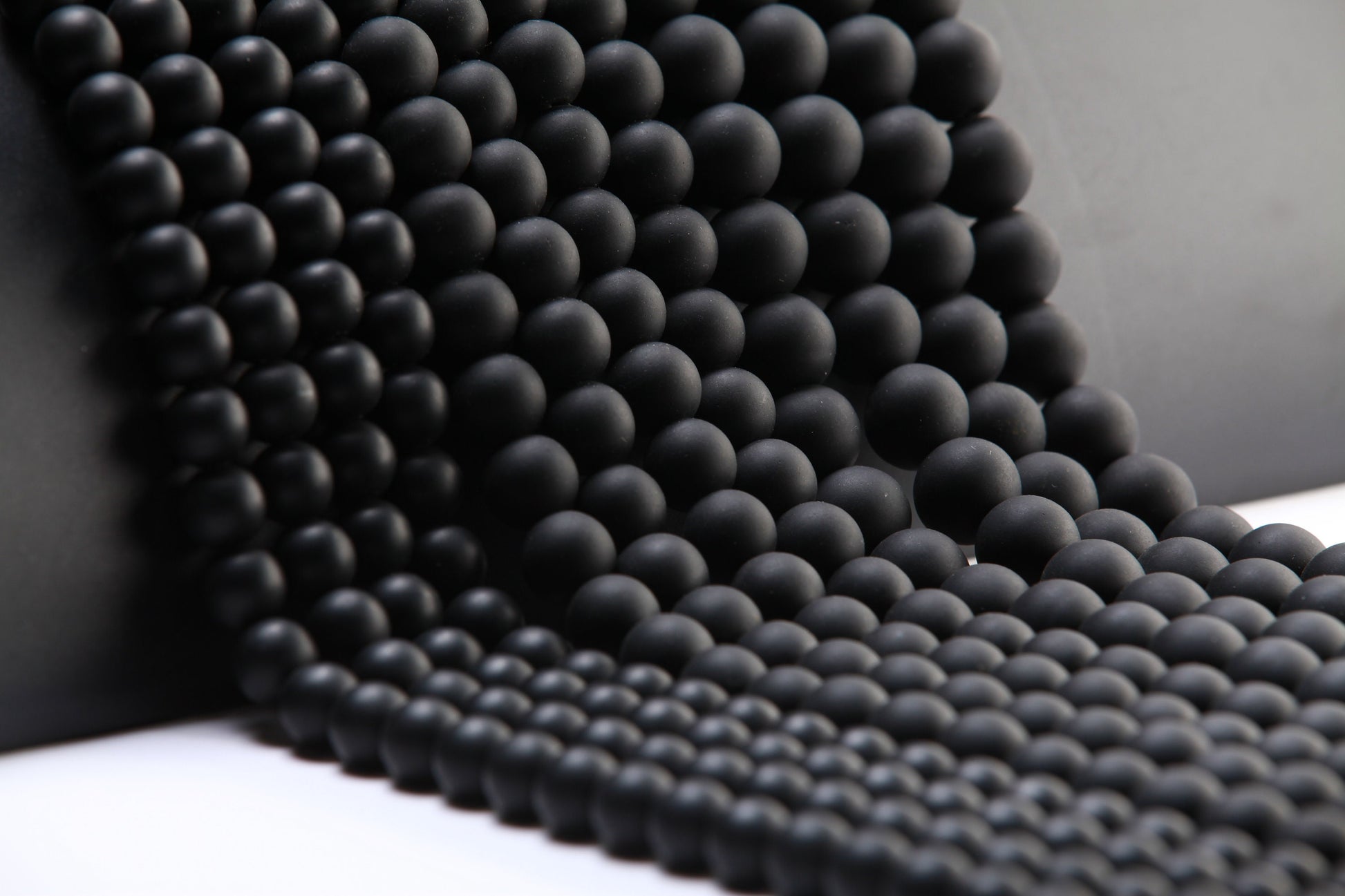 Matte Black Onyx Round Beads 4mm, 6mm, 8mm, 10mm, 12mm, 14mm, 16mm -Single/Bulk