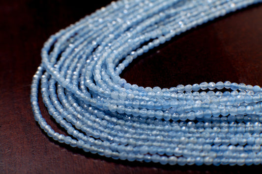 Natural Chalcedony Micro Faceted Round 1.8-2mm tiny bead, Jewelry Making Necklace, Bracelet, DIY Gemstone Beads 14" Strand