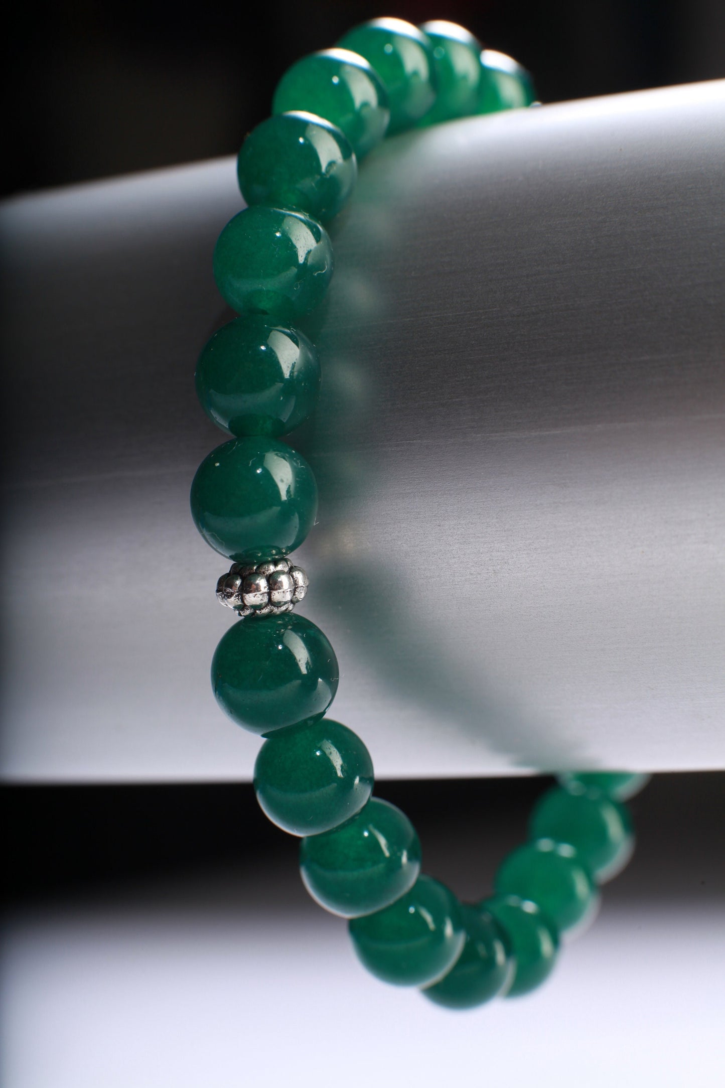 Green Onyx Natural Gemstone 8mm Stretchy Bracelet 6-9.5", emerald green healing crystal gems.