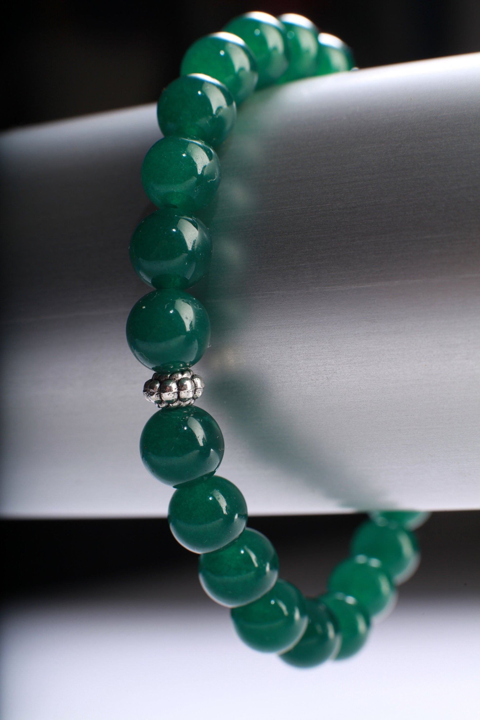 Green Onyx Natural Gemstone 8mm Stretchy Bracelet 6-9.5", emerald green healing crystal gems.