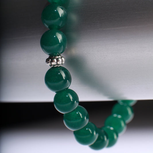 Green Onyx Natural Gemstone 8mm Stretchy Bracelet 6-9.5", emerald green healing crystal gems.