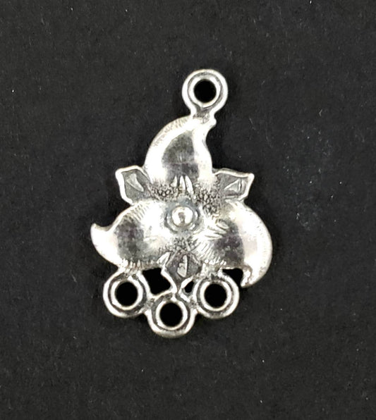 925 Sterling Silver flower 3 to one loop chandelier connector, jewelry making necklace earring findings 1 PC