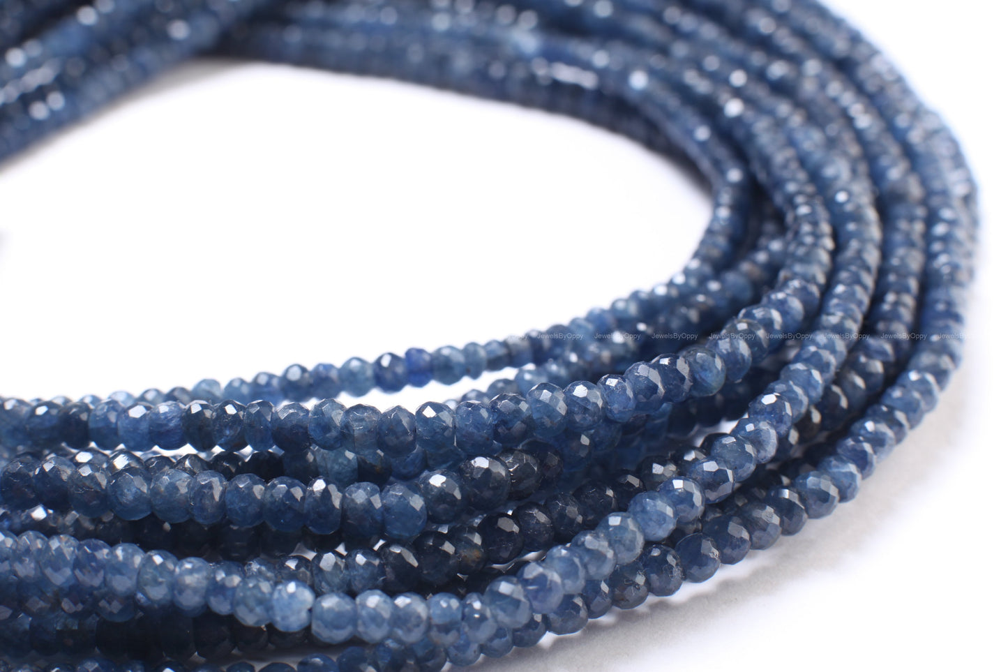 Natural Sapphire Faceted Rondelle, 4.5-5mm Light Blue Burma Sapphire DIY Jewelry Making Gemstone Necklace, Bracelet 14" Strand