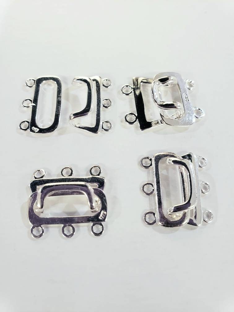 925 Sterling Silver 2 loop and 3 loop fancy Clasp for necklaces. High quality 925 stamped.
