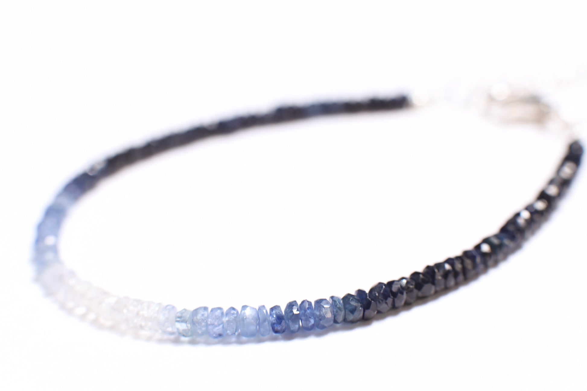 Ombre Sapphire Faceted Rondelle 2.8-3mm Bracelet in 925 Sterling Silver Clasp and 1" Extension Chain, AAAQuality, September Birthstone, Gift