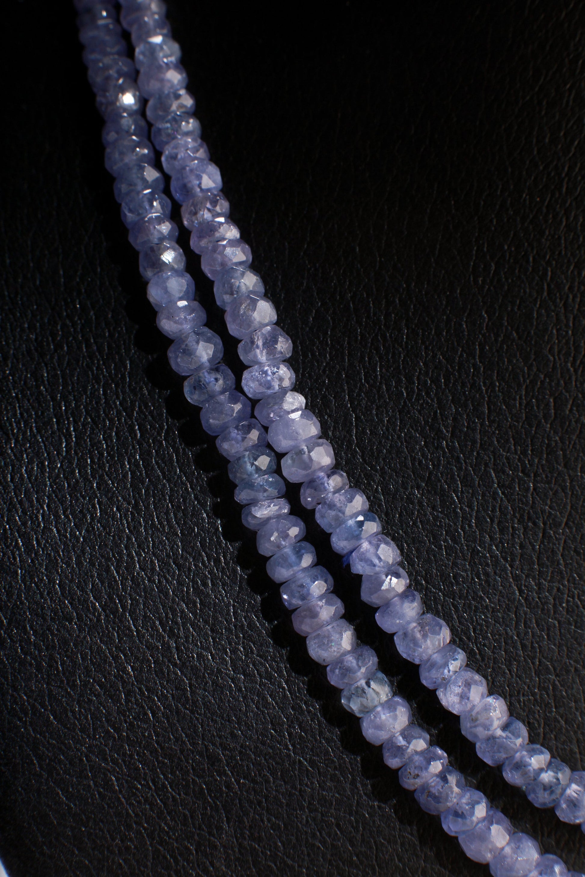 Natural Tanzanite Faceted Rondelle 3.5-5mm Beads 2 Stranded Adjustable Threaded 16" Necklace, 6 Line with Lobster Clasp, 2" Extension, AAA+