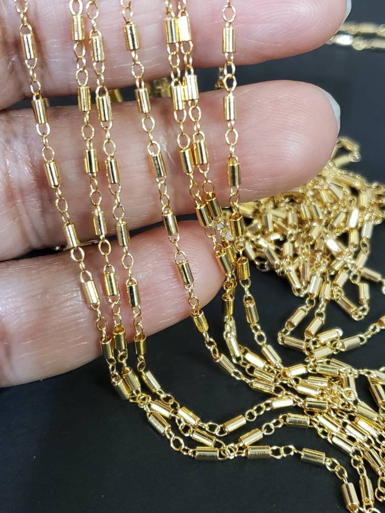 14K Gold filled Fancy bar chain, 2mm cable& 3.16mm bar chain, made in  Italy,high Quality,14/20 gold filled chain by foot