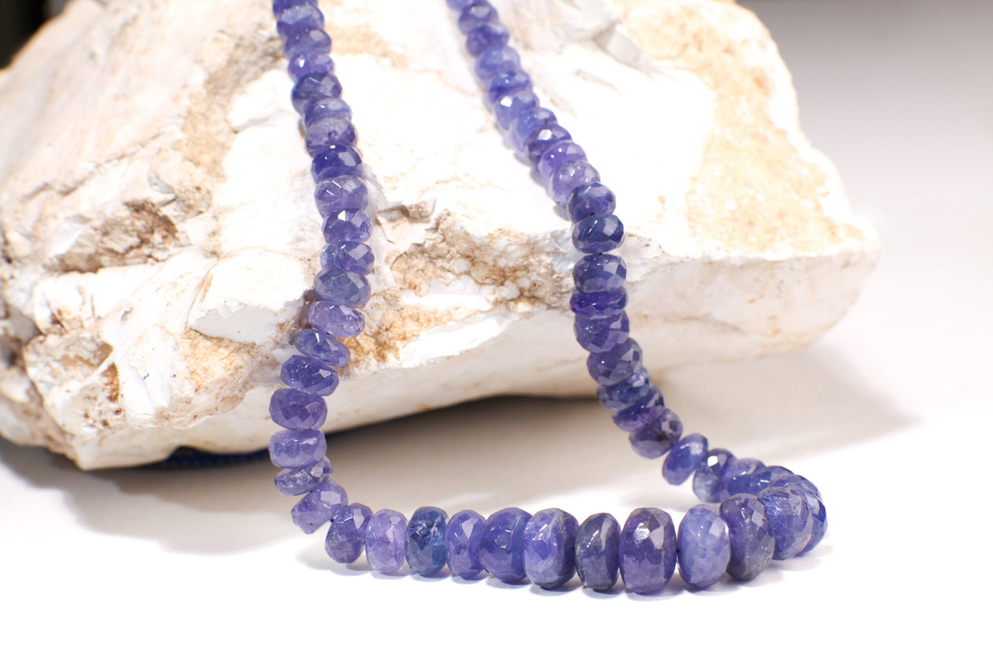 Natural Tanzanite Gemstone Large Size Graduated 6-12mm Rare Faceted Roundel, AAA quality Adjustable Thread Necklace 19"