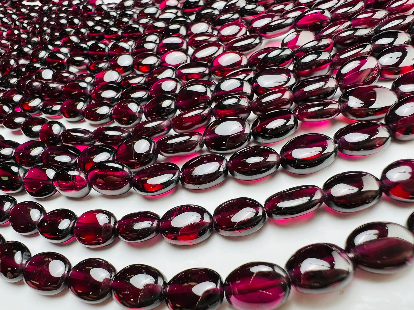 Mozambique Garnet AAA Smooth Oval 7x8-9mm Jewelry Making, Rich Merlot Natural Gemstone beads 8.5” strand . Single or bulk