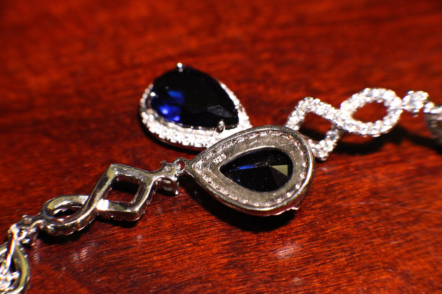 Blue Sapphire Teardrop 10x14mm 925 Sterling Silver Cubic Zirconia Dangling Earrings, 925 Stamped, September Birthstone Beautiful gift