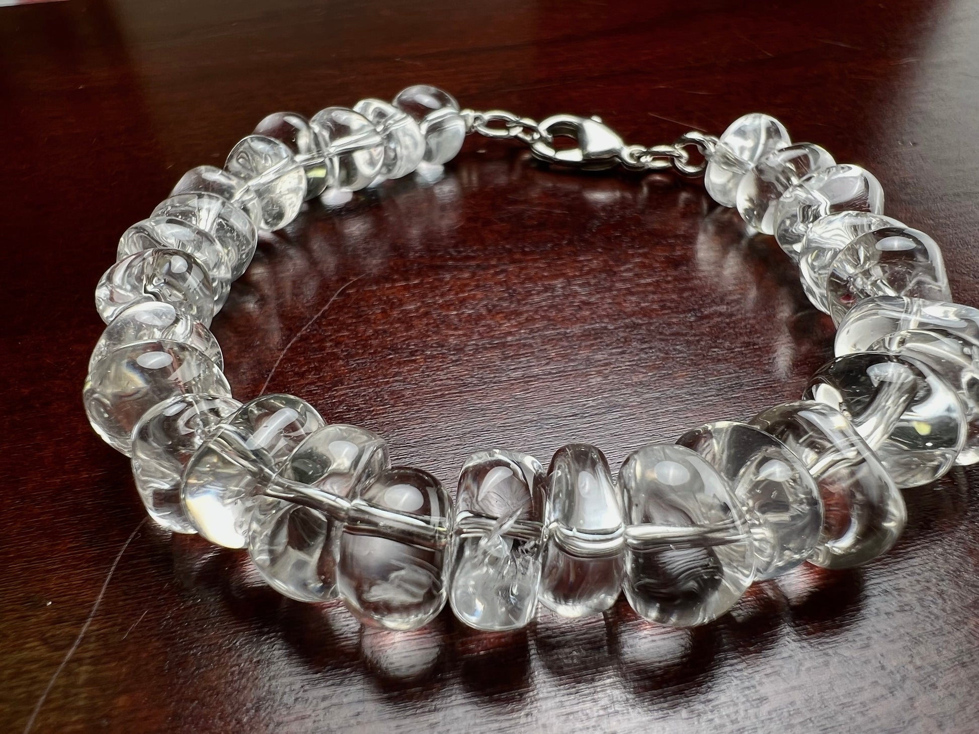 Natural Rock Crystal 10mm Smooth free form raw nugget Bracelet AAA Quality Rock Crystal Quartz, Healing, Energy, Meditation