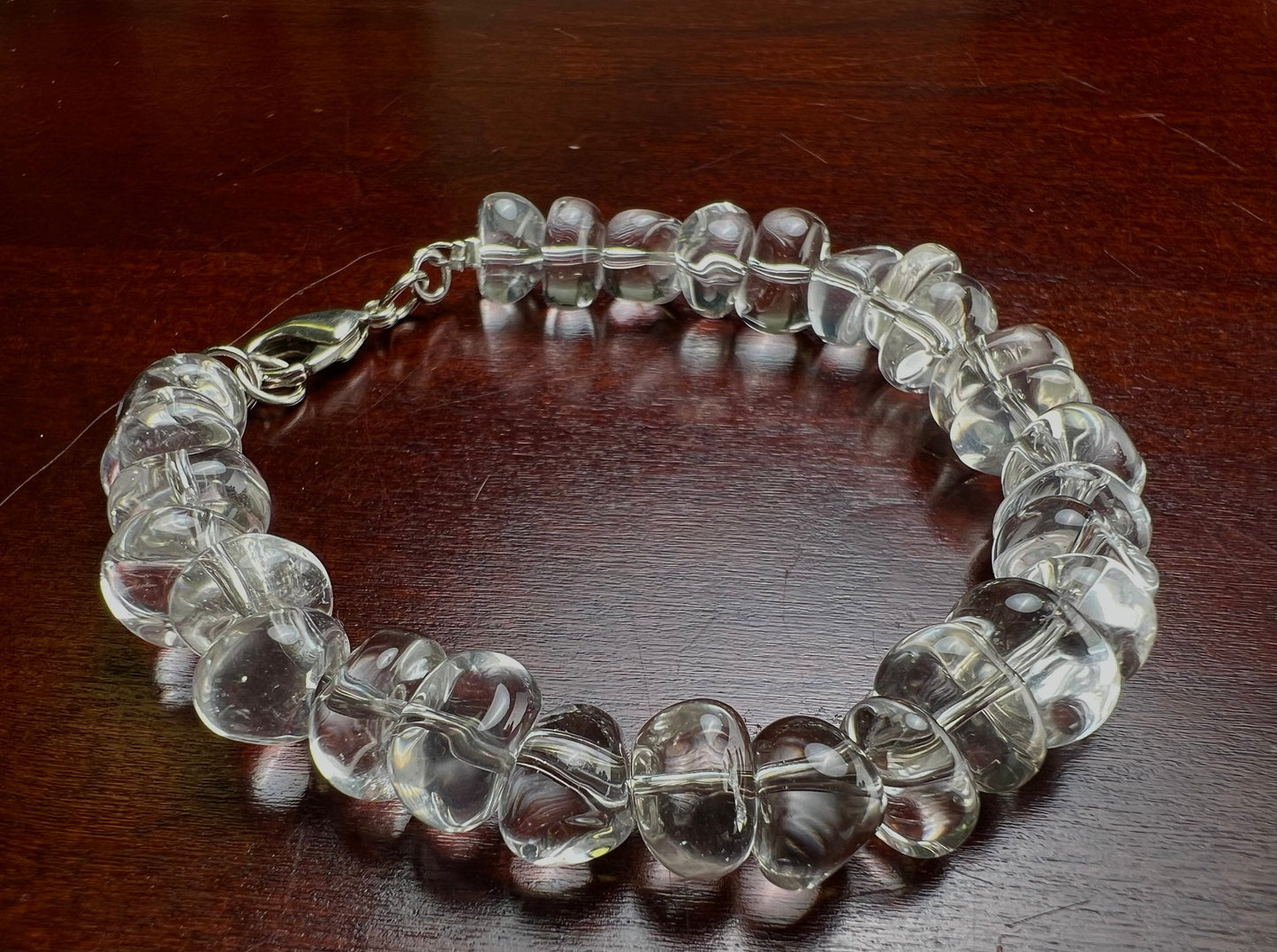 Natural Rock Crystal 10mm Smooth free form raw nugget Bracelet AAA Quality Rock Crystal Quartz, Healing, Energy, Meditation