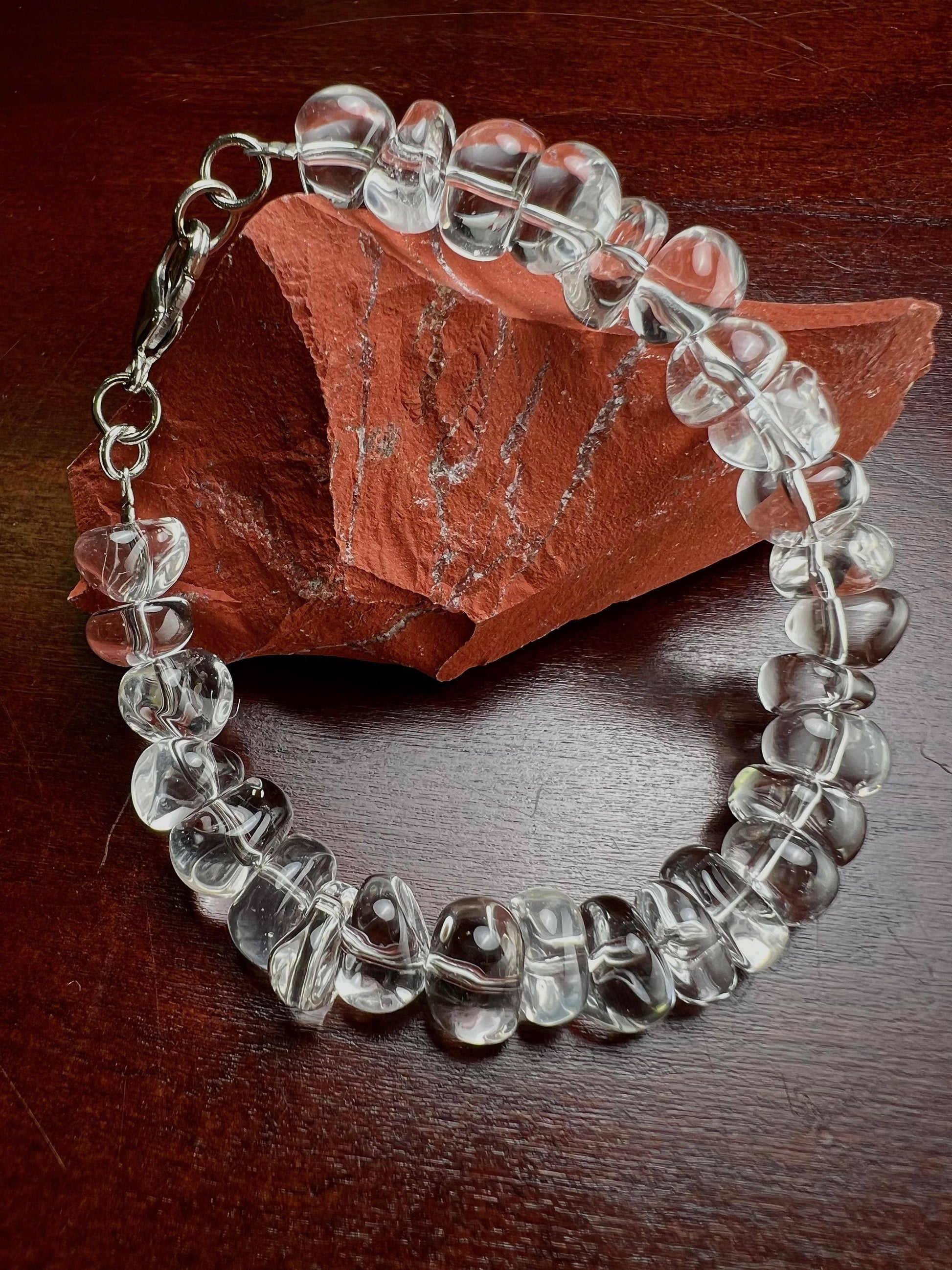 Natural Rock Crystal 10mm Smooth free form raw nugget Bracelet AAA Quality Rock Crystal Quartz, Healing, Energy, Meditation