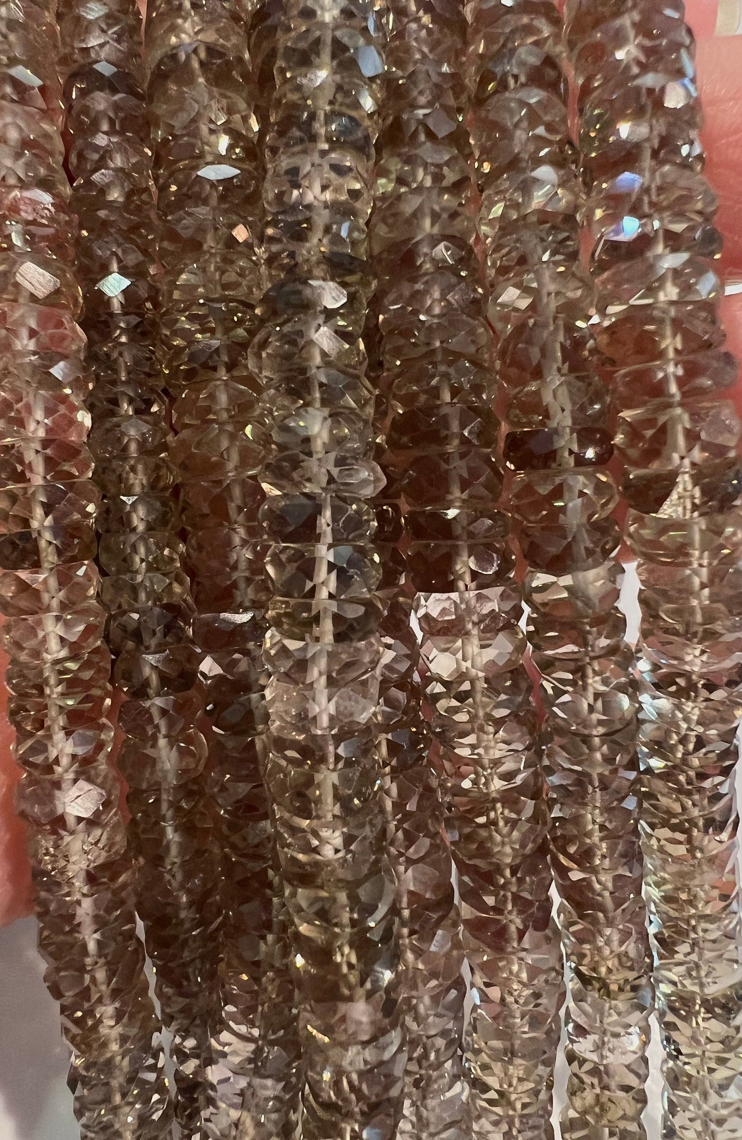 Natural Smokey Quartz Faceted tyre heishi wheel roundel 6-7mm AAA quality beads 8” strand for jewelry making .
