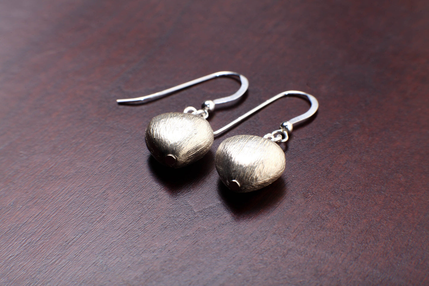 925 Sterling Silver Brush Silver Puffed Heart Shape 12mm Earrings, Boho, Dainty, Handmade Gift for Her valentines
