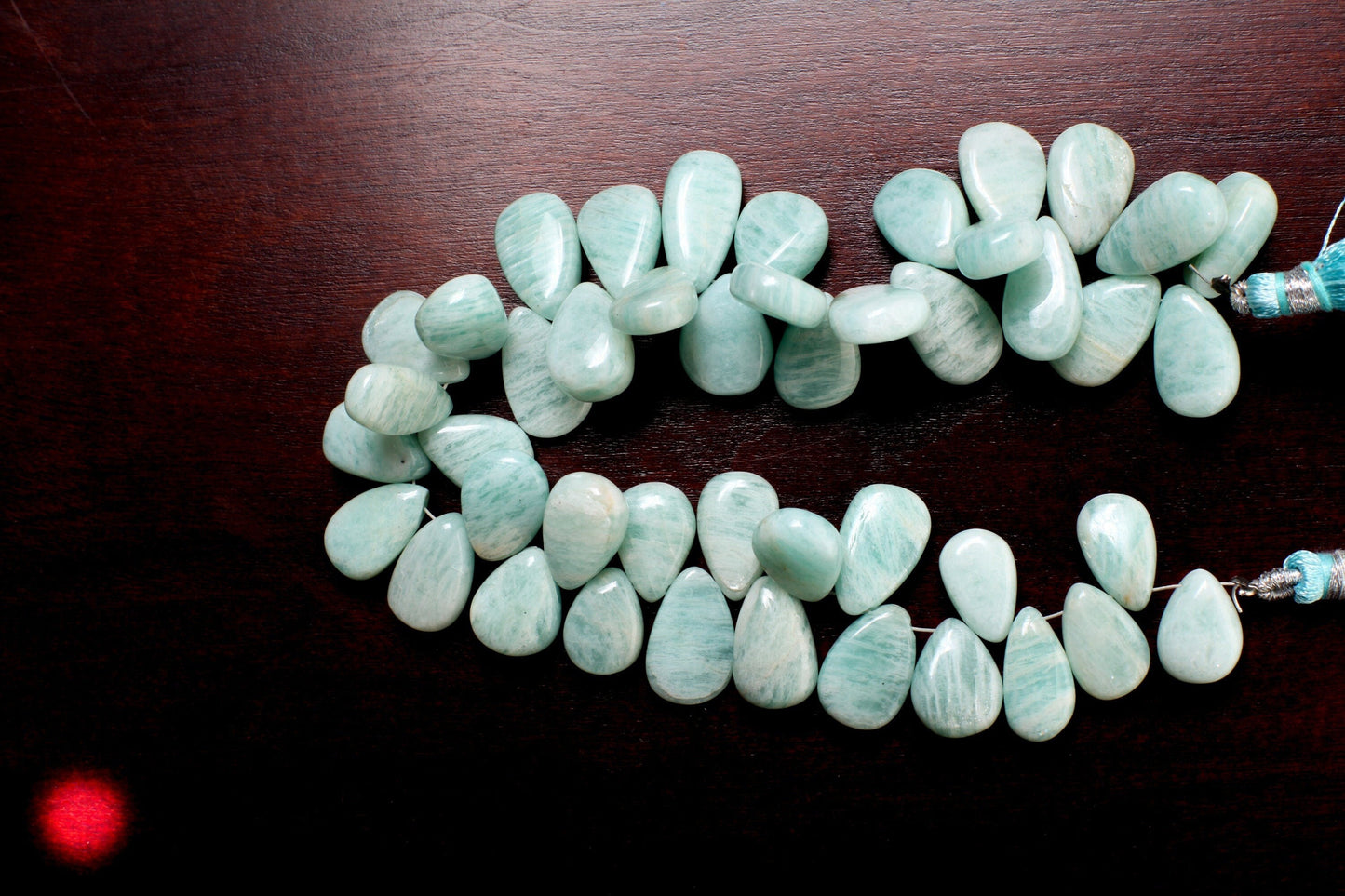 Natural Amazonite Graduated Smooth Pear Drop 9x11-11x15mm