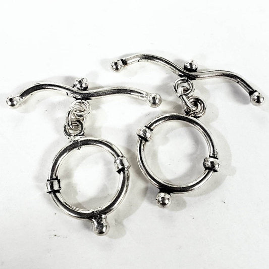 2 sets 925 Sterling Silver Bali 14mm Toggle clasp, vintage Handmade jewelry making toggle Clasp