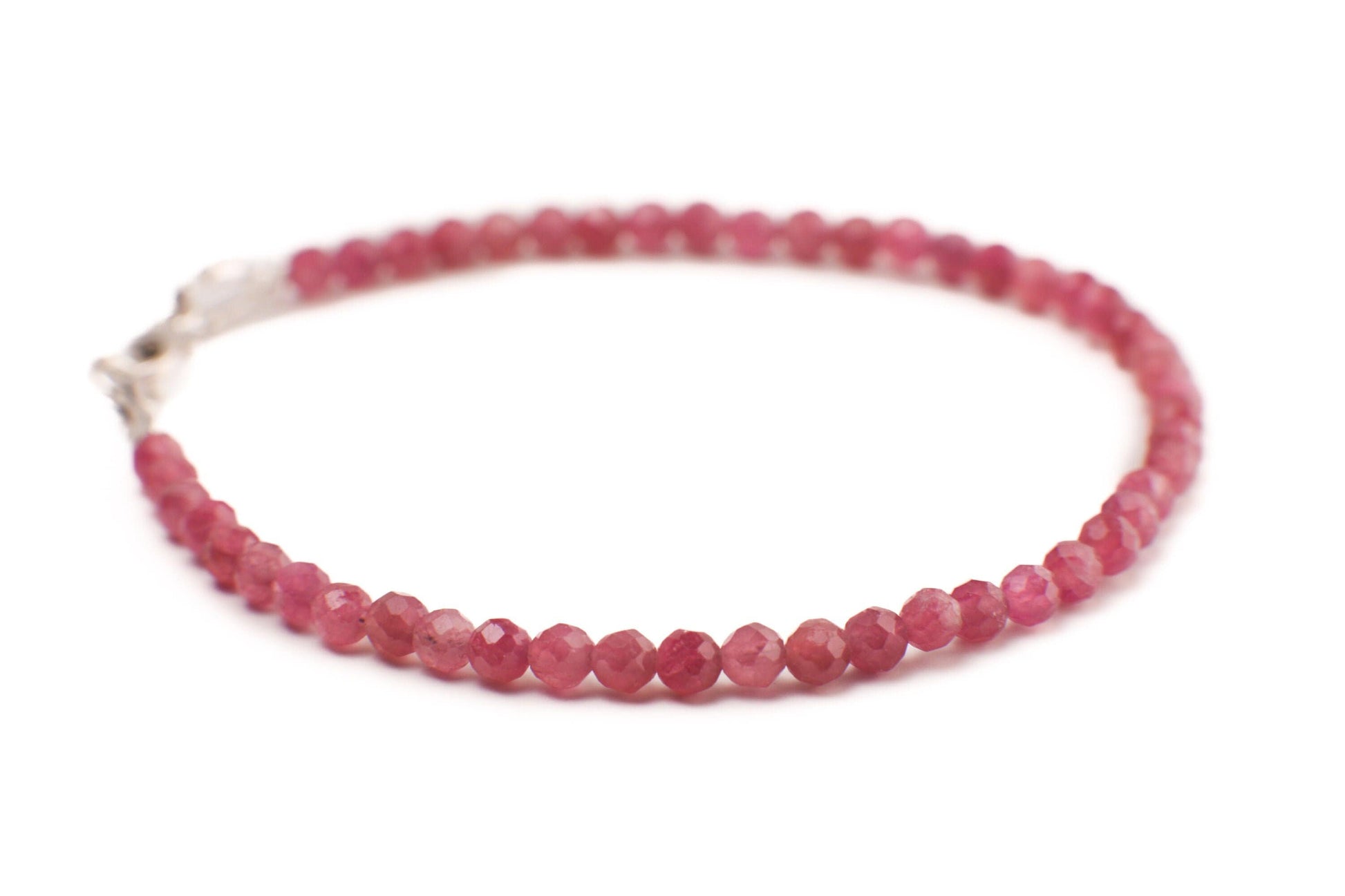 Natural Pink Tourmaline 2.5-3mm Faceted round Bracelet in 925 Sterling Silver. Valentines, Pink gift for her ,